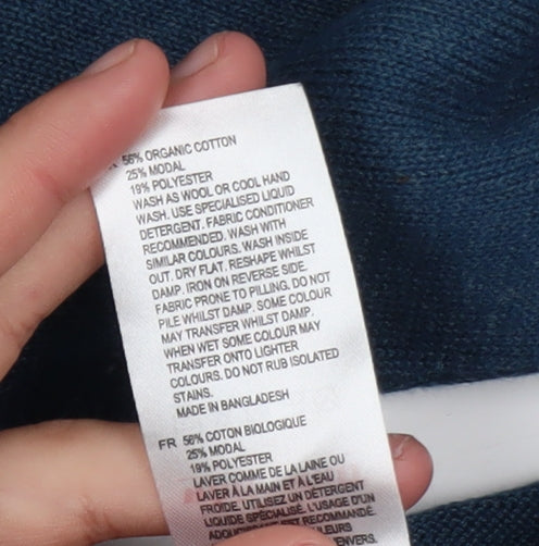 White Stuff Men's Blue Cotton Blend Crew Neck Jumper Size M