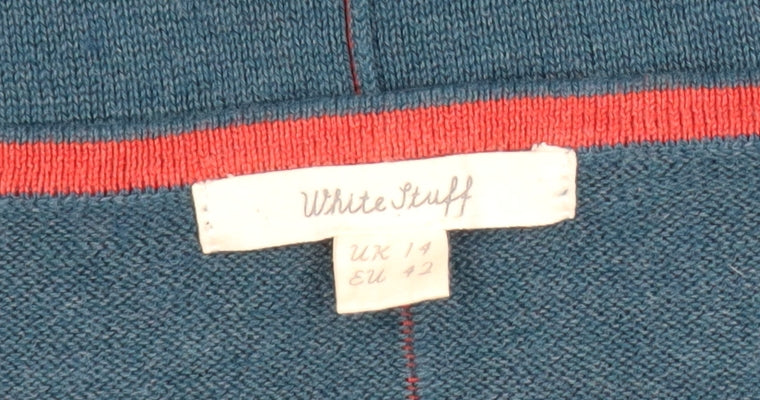 White Stuff Men's Blue Cotton Blend Crew Neck Jumper Size M