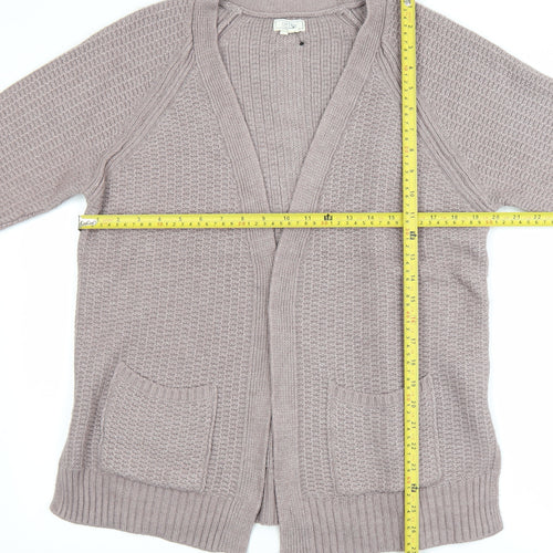 Fat Face Women Beige Size 14 Chunky Knit Relaxed Fit Cardigan