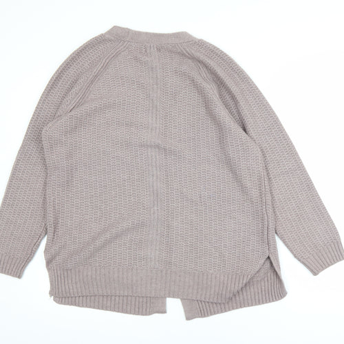 Fat Face Women Beige Size 14 Chunky Knit Relaxed Fit Cardigan