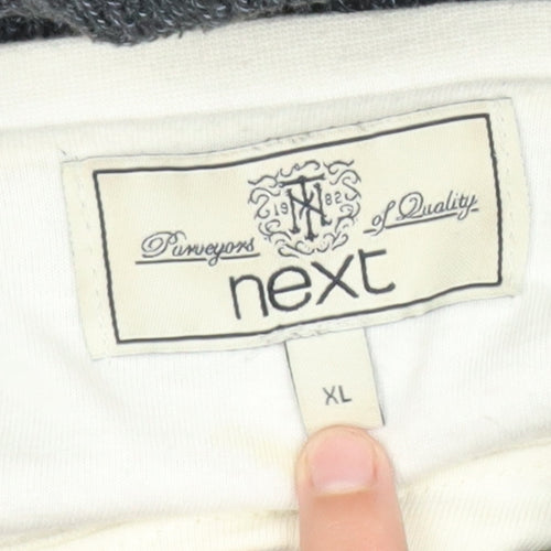 Next Men's Grey Cotton Collared Shawl Neck Pullover Jumper XL