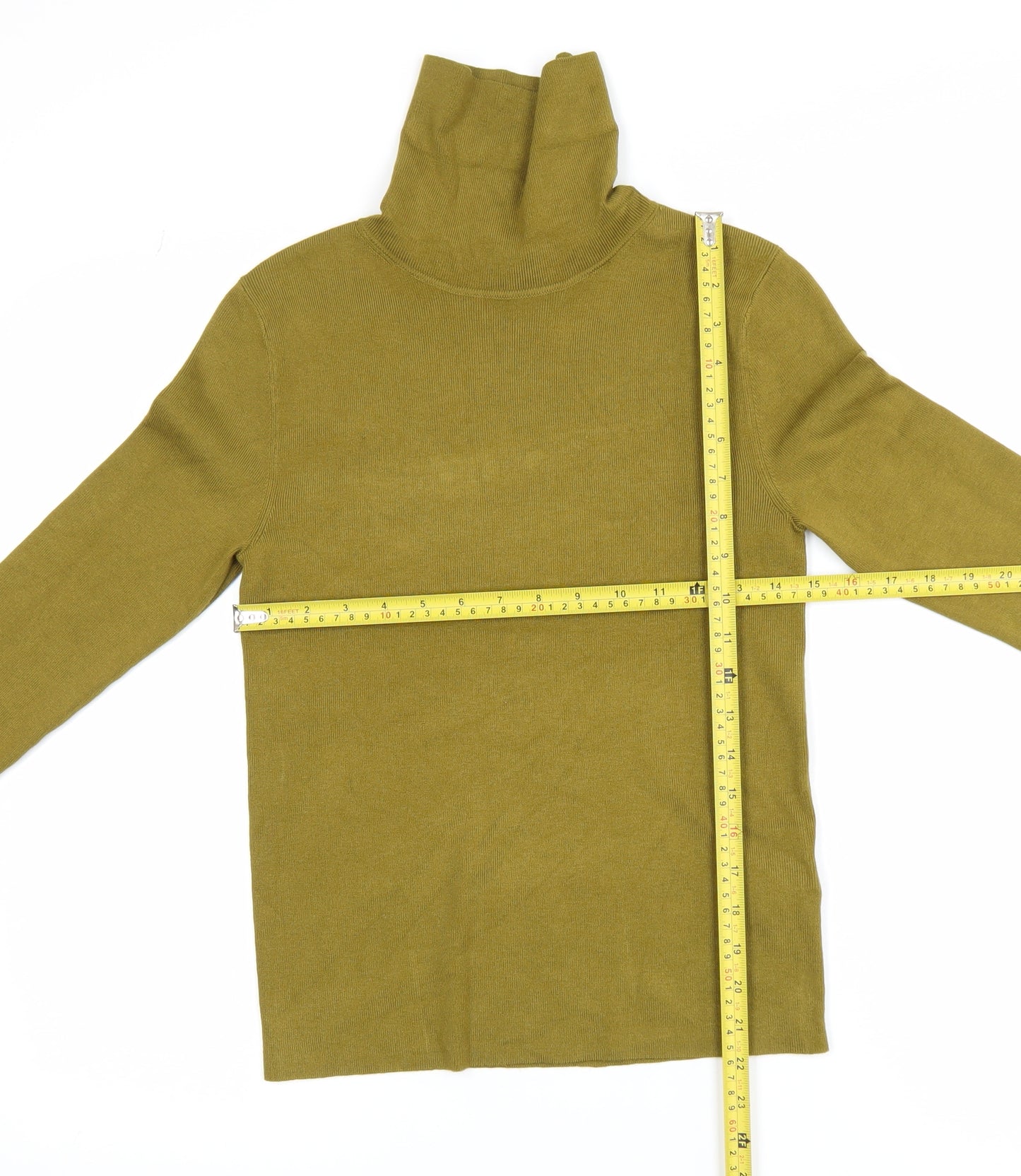 Marks and Spencer Women's Green Roll Neck Knit Long Sleeve Top M