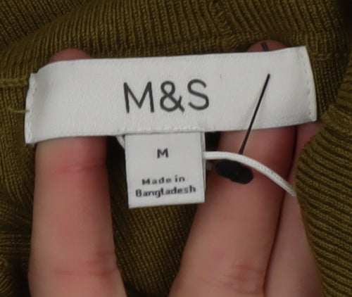 Marks and Spencer Women's Green Roll Neck Knit Long Sleeve Top M