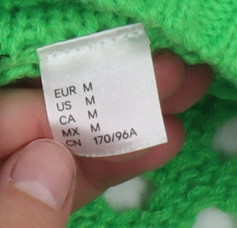 H&M Women Green Open-Knit Acrylic Pullover Jumper Size 12
