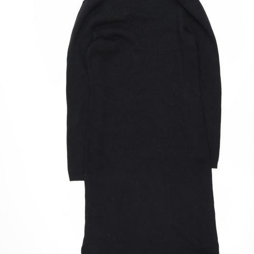Next Women’s Black Knit Bodycon V-Neck Long Sleeve Dress Size 14