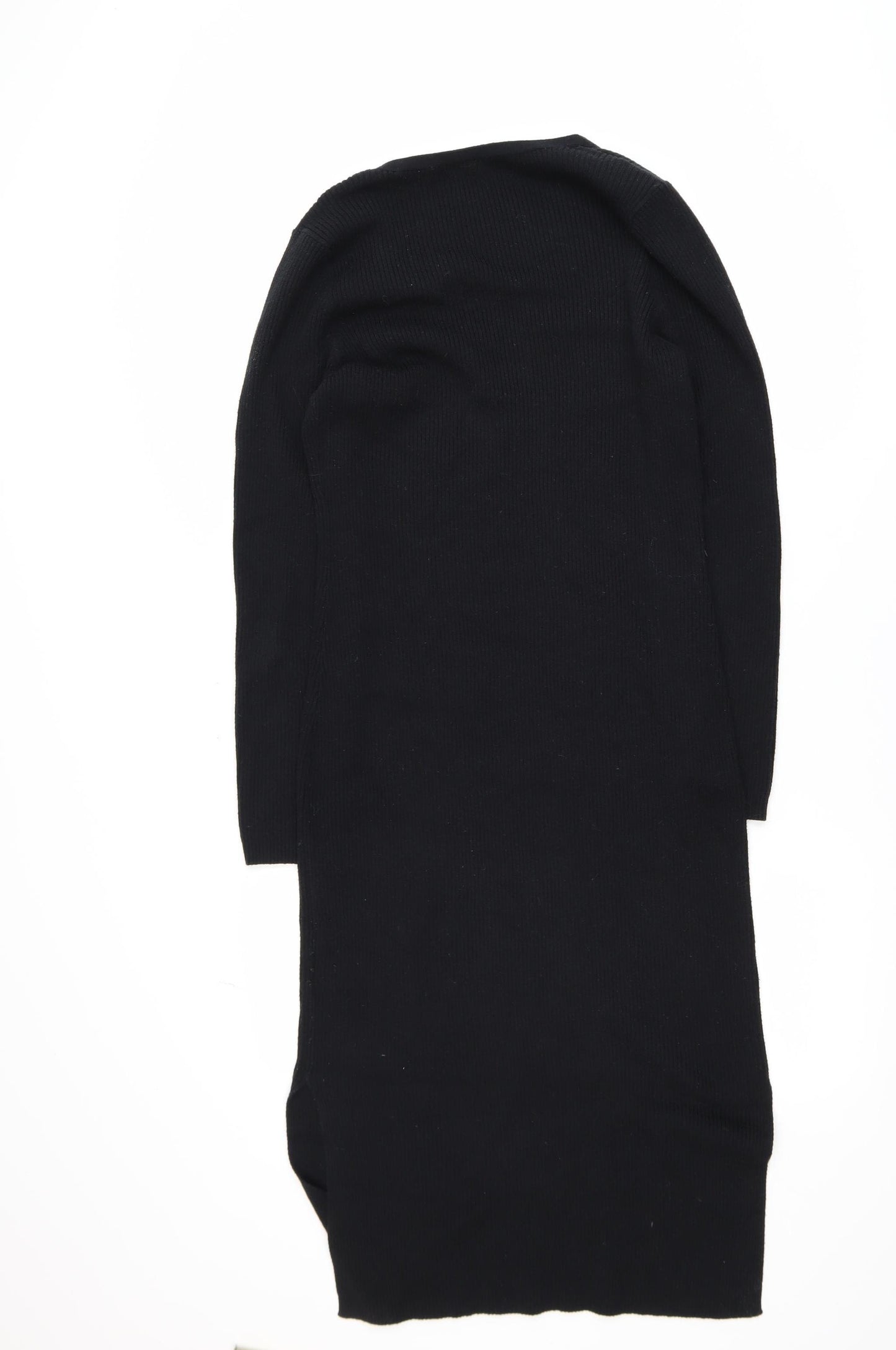 Next Women’s Black Knit Bodycon V-Neck Long Sleeve Dress Size 14