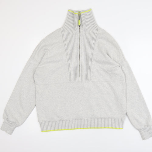 Cynthia Rowley Women's Grey XL Half Zip High Neck Jumper
