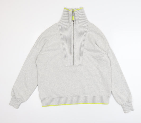 Cynthia Rowley Women's Grey XL Half Zip High Neck Jumper