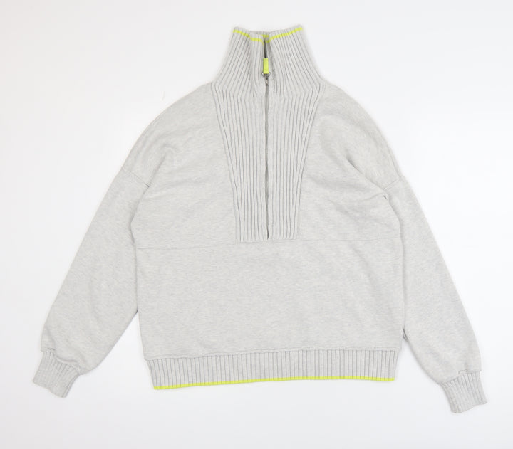 Cynthia Rowley Women's Grey XL Half Zip High Neck Jumper