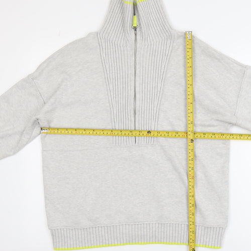 Cynthia Rowley Women's Grey XL Half Zip High Neck Jumper