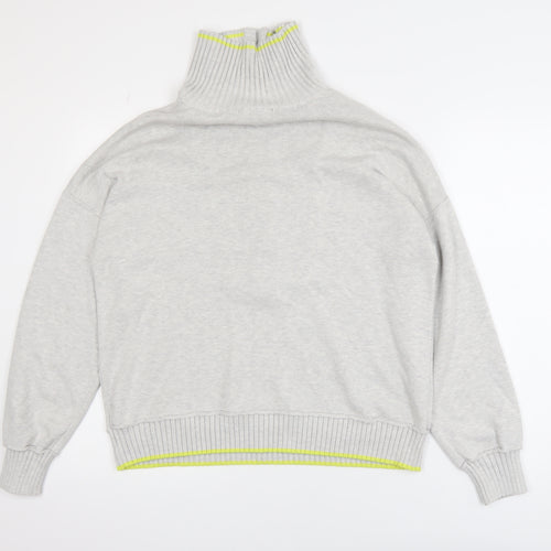 Cynthia Rowley Women's Grey XL Half Zip High Neck Jumper
