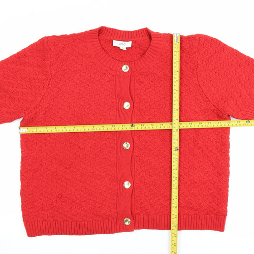 Marks and Spencer Women's Red Short Sleeve Button Cardigan L