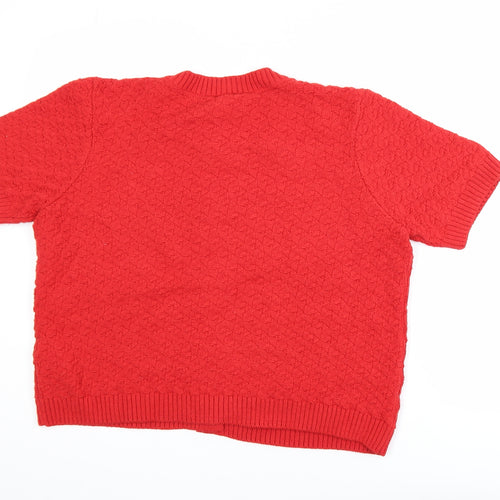 Marks and Spencer Women's Red Short Sleeve Button Cardigan L