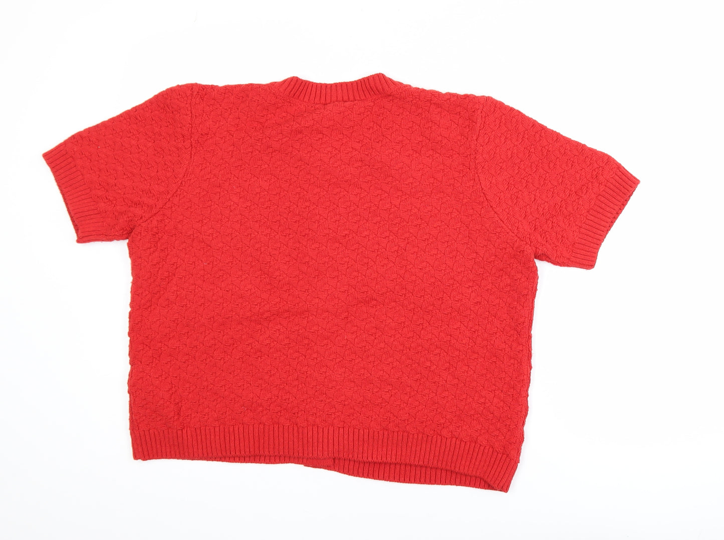 Marks and Spencer Women's Red Short Sleeve Button Cardigan L