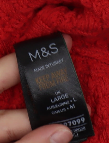 Marks and Spencer Women's Red Short Sleeve Button Cardigan L