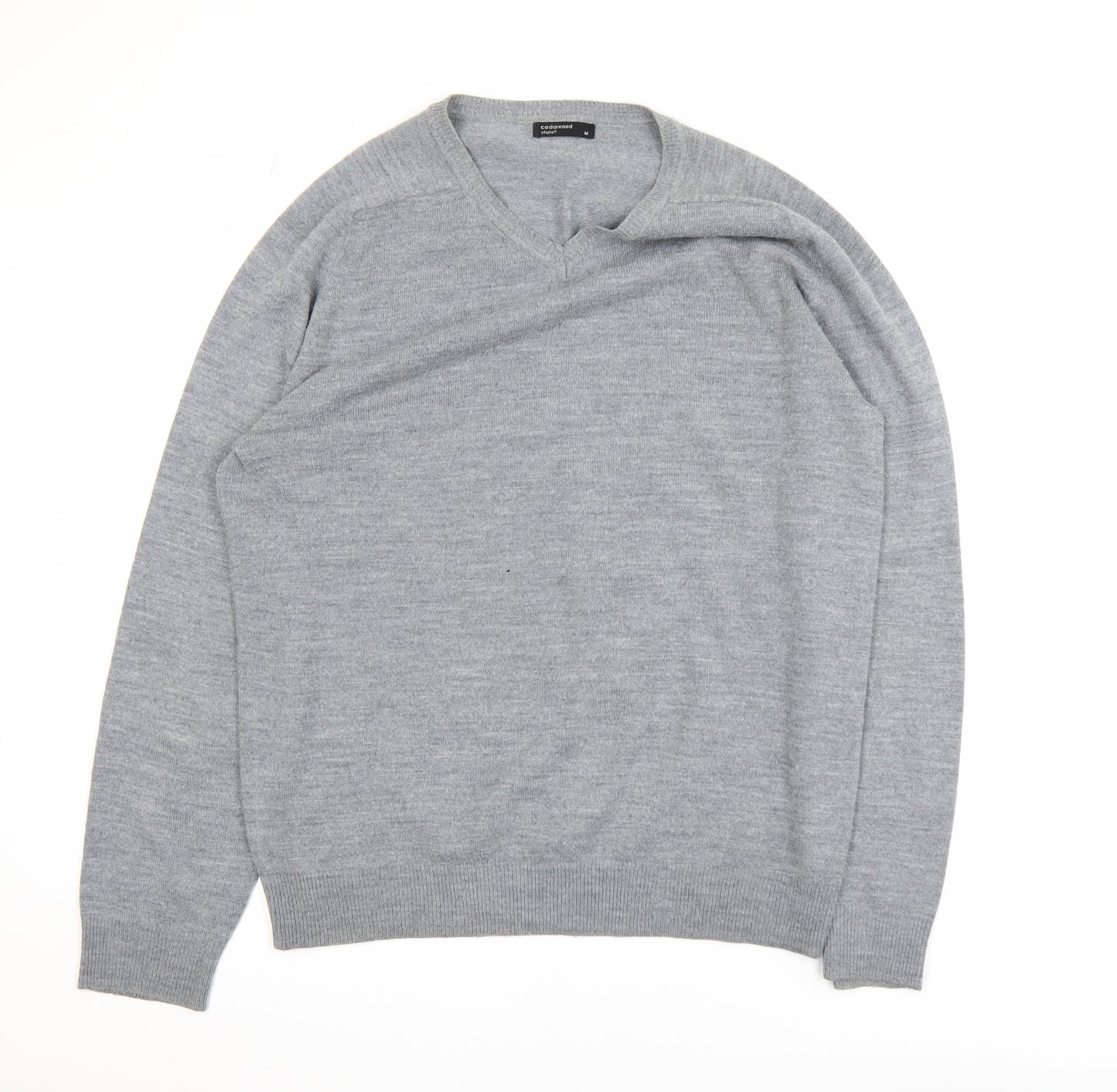 Cedarwood State Men's Grey V-Neck Acrylic Knit Jumper M