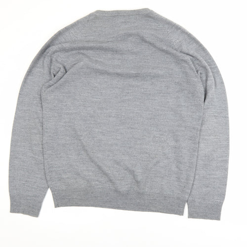 Cedarwood State Men's Grey V-Neck Acrylic Knit Jumper M
