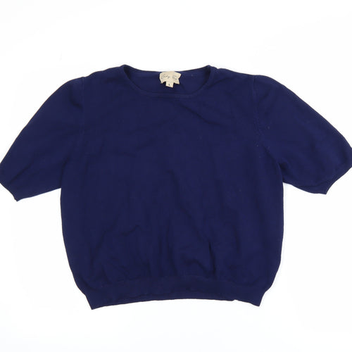 Lindy Bop Women's Blue Knit Short Sleeve Crew Neck Blouse L