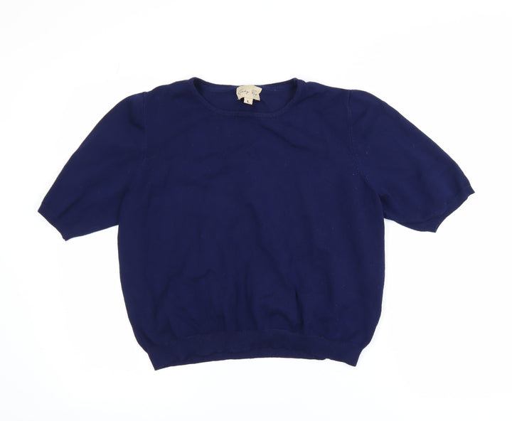 Lindy Bop Women's Blue Knit Short Sleeve Crew Neck Blouse L