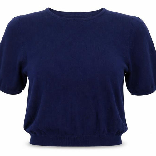 Lindy Bop Women's Blue Knit Short Sleeve Crew Neck Blouse L