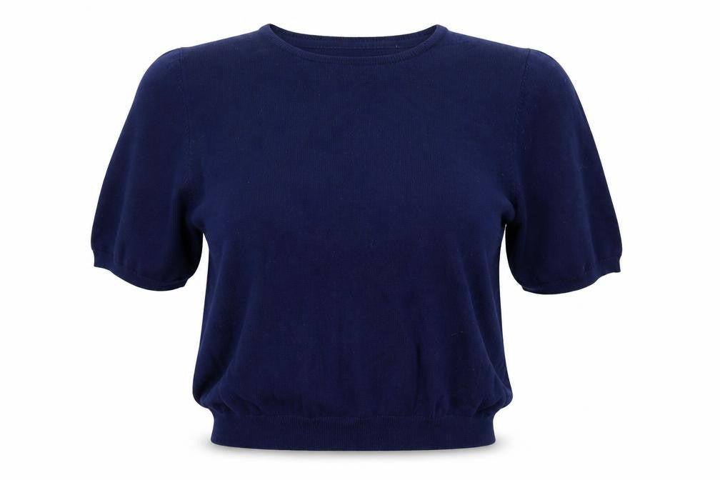Lindy Bop Women's Blue Knit Short Sleeve Crew Neck Blouse L