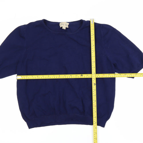 Lindy Bop Women's Blue Knit Short Sleeve Crew Neck Blouse L