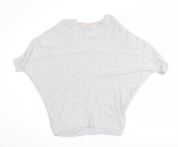 Phase Eight Women Grey Knit Batwing Blouse M Relaxed Fit