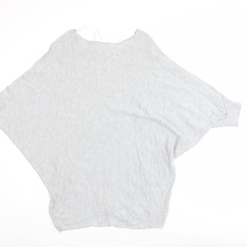 Phase Eight Women Grey Knit Batwing Blouse M Relaxed Fit