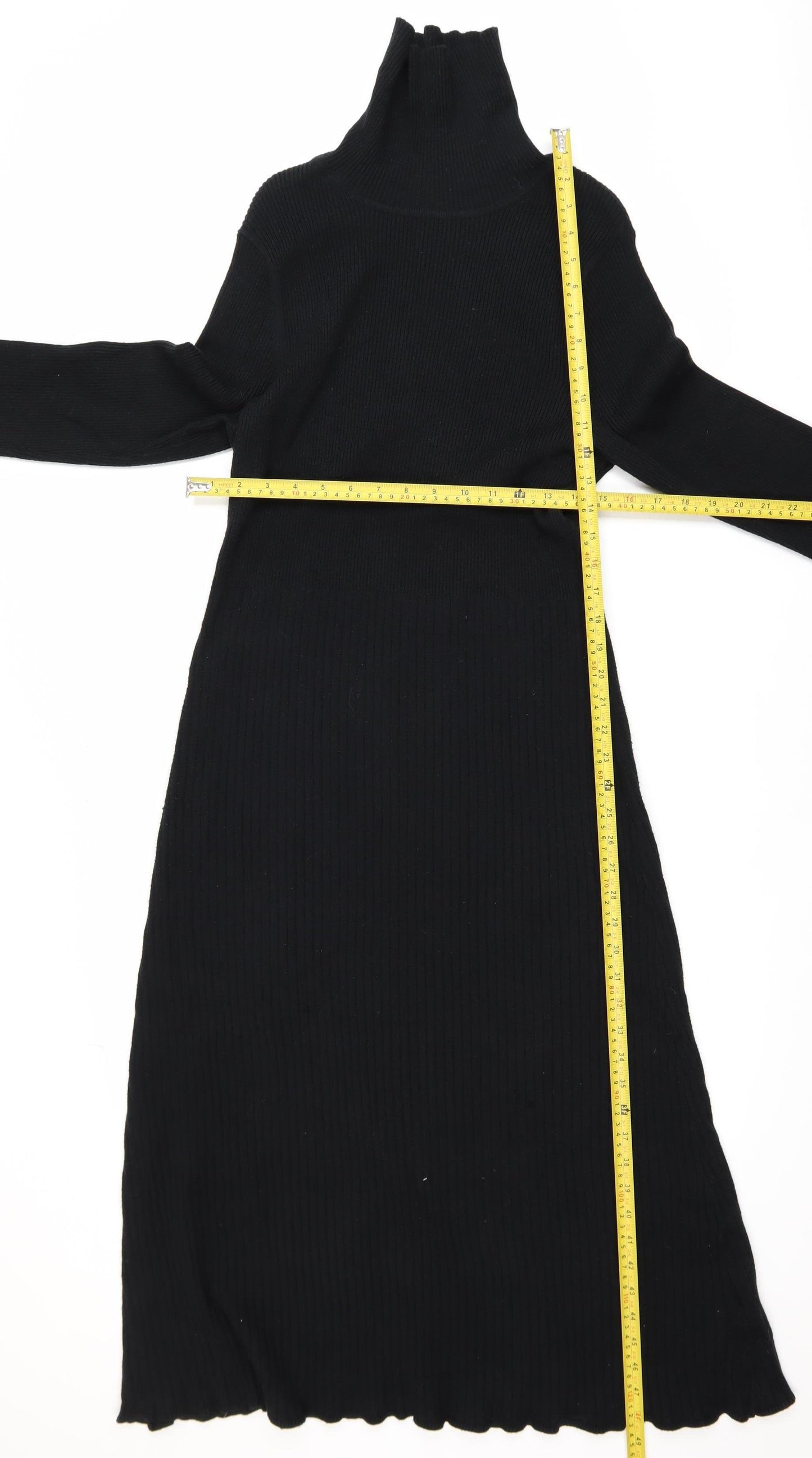 Marks and Spencer Women Black Midi Bodycon Knit Dress L