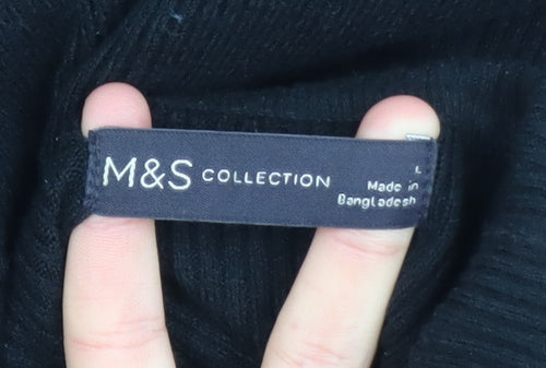 Marks and Spencer Women Black Midi Bodycon Knit Dress L