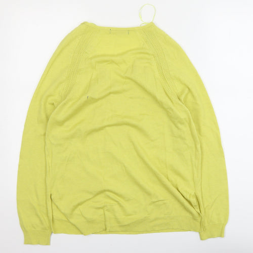 Marks and Spencer Womens Green Wool Blend V-Neck Jumper Size 8