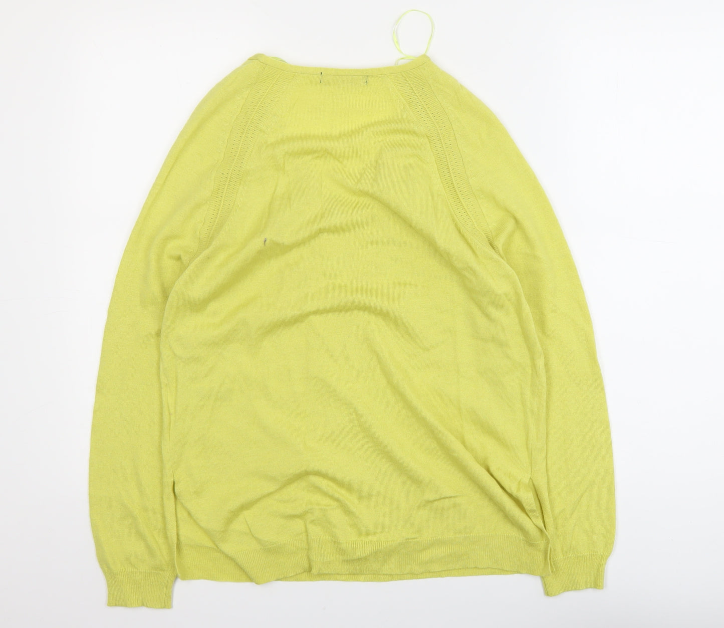 Marks and Spencer Womens Green Wool Blend V-Neck Jumper Size 8