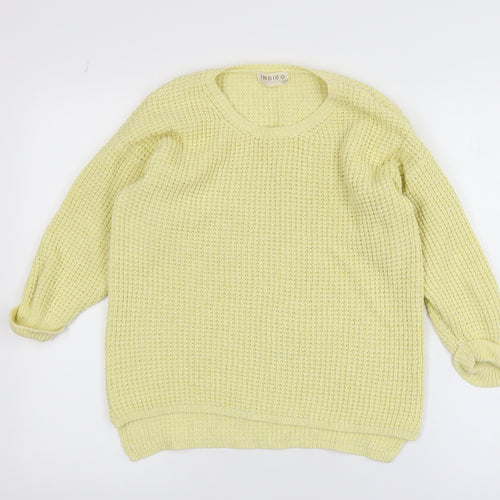 Marks and Spencer Women Yellow Cotton Waffle Knit Jumper Size 10