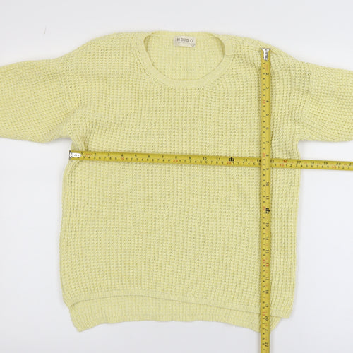 Marks and Spencer Women Yellow Cotton Waffle Knit Jumper Size 10