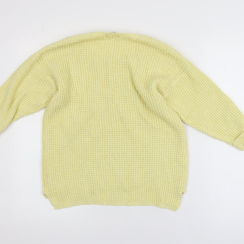 Marks and Spencer Women Yellow Cotton Waffle Knit Jumper Size 10