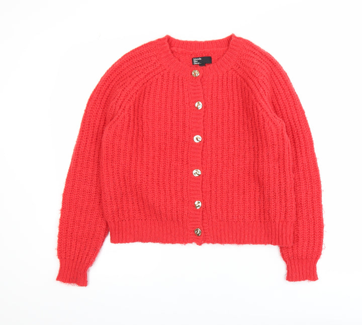 Friends Like These Women Red Chunky Knit Cardigan Size 8