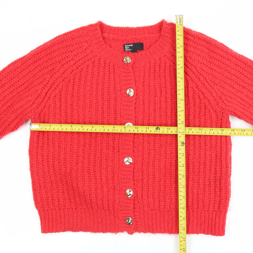 Friends Like These Women Red Chunky Knit Cardigan Size 8
