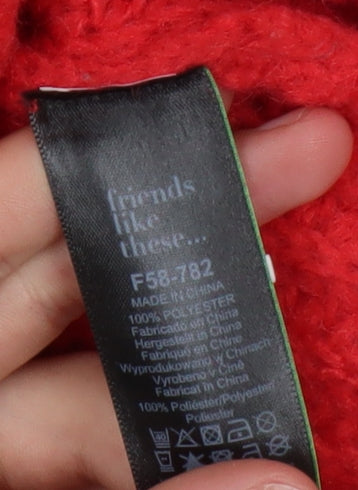 Friends Like These Women Red Chunky Knit Cardigan Size 8