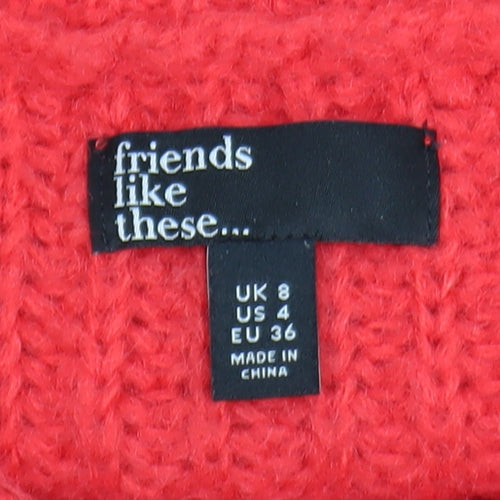 Friends Like These Women Red Chunky Knit Cardigan Size 8