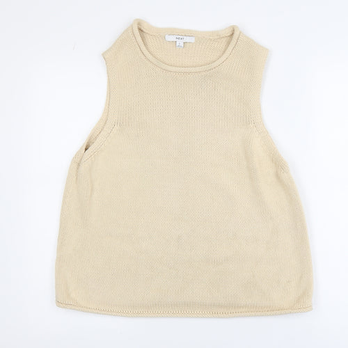 NEXT Women Beige Knit Cotton Sleeveless Vest Jumper L