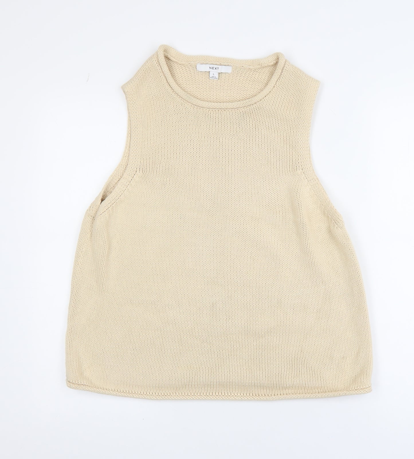 NEXT Women Beige Knit Cotton Sleeveless Vest Jumper L
