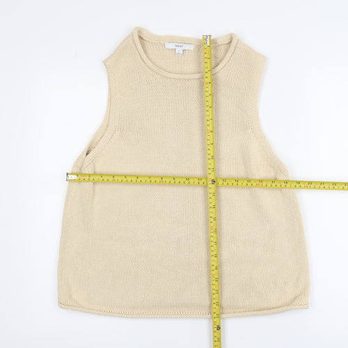 NEXT Women Beige Knit Cotton Sleeveless Vest Jumper L