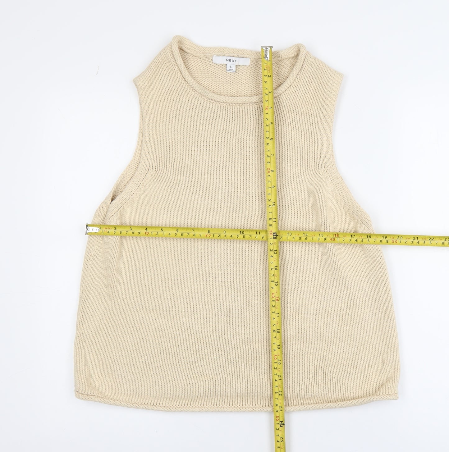 NEXT Women Beige Knit Cotton Sleeveless Vest Jumper L