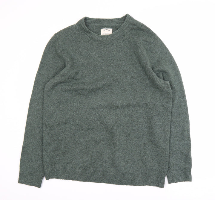 Fat Face Men's Green Wool Blend Crew Neck Pullover Jumper L