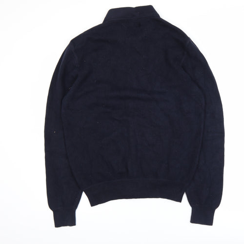 Marks and Spencer Men's Blue Full Zip Cotton Jumper Size L