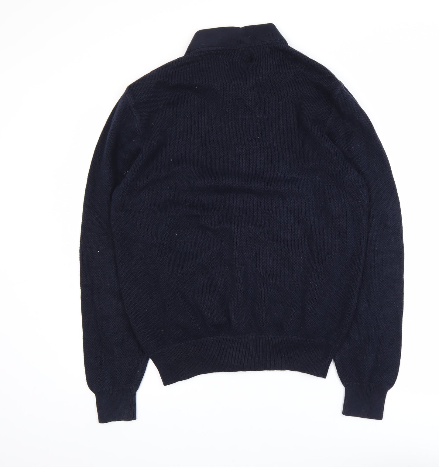 Marks and Spencer Men's Blue Full Zip Cotton Jumper Size L