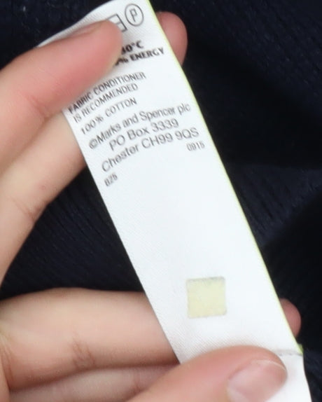 Marks and Spencer Men's Blue Full Zip Cotton Jumper Size L