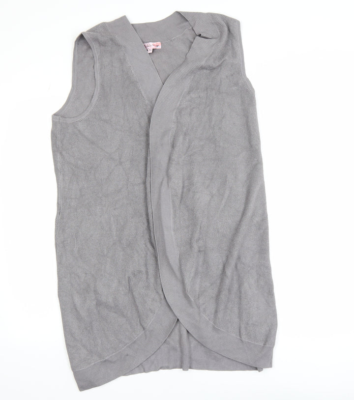 Michele Hope Women Grey Sleeveless Open Knit Vest Size 18/20