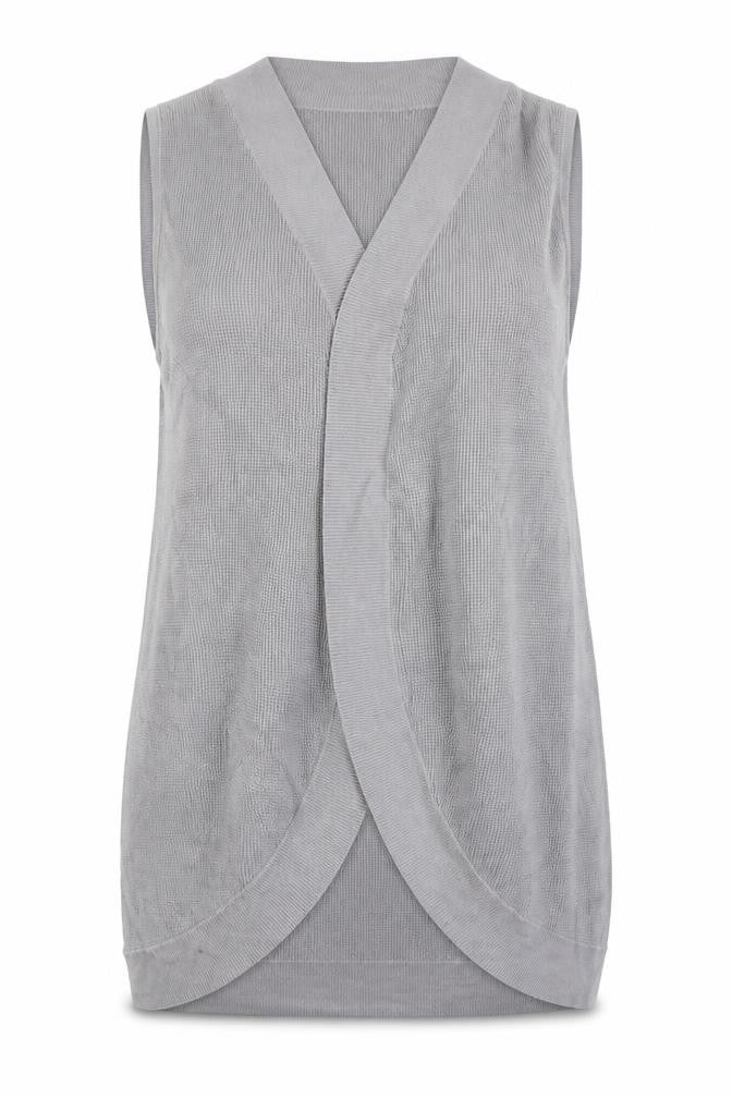 Michele Hope Women Grey Sleeveless Open Knit Vest Size 18/20
