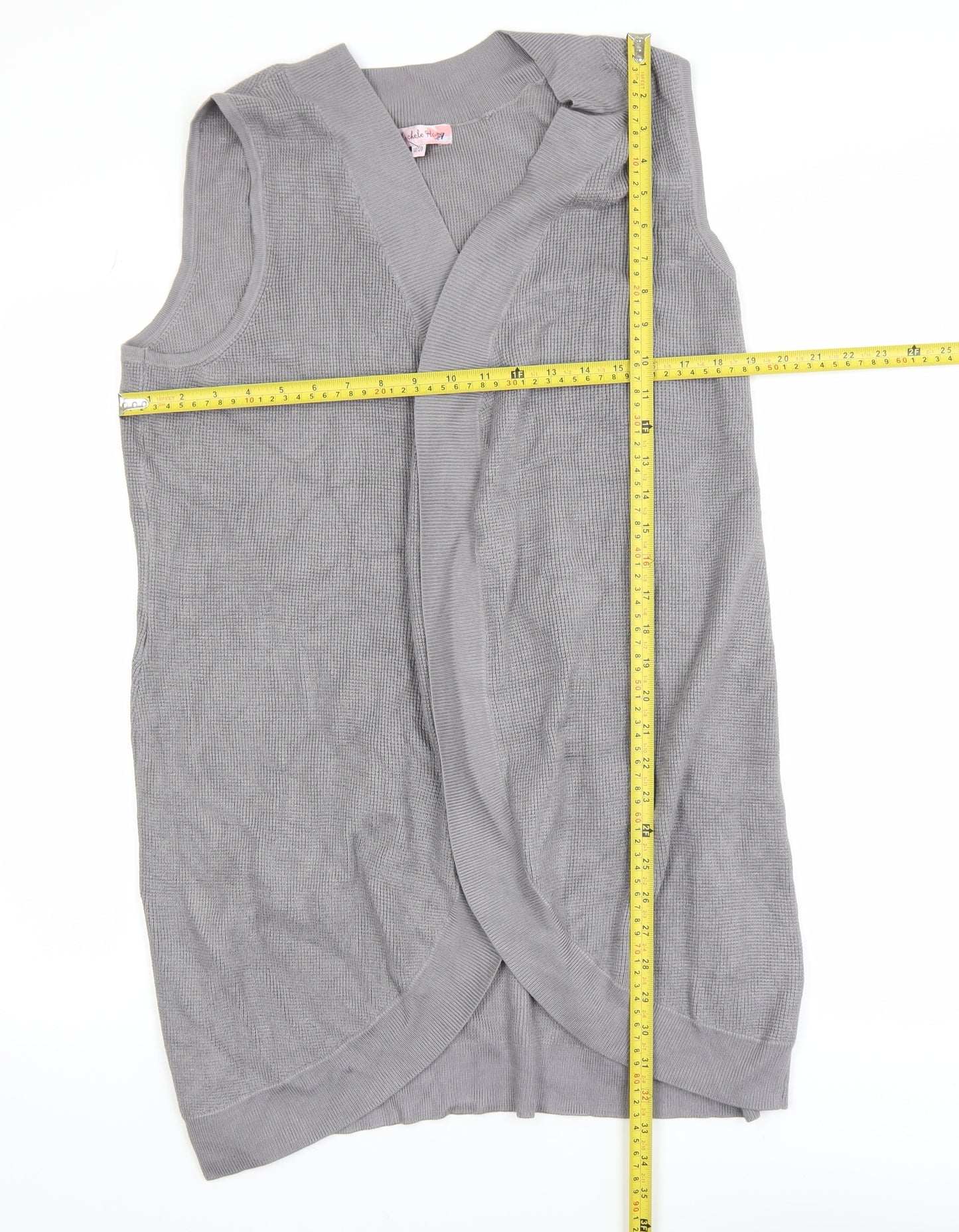 Michele Hope Women Grey Sleeveless Open Knit Vest Size 18/20